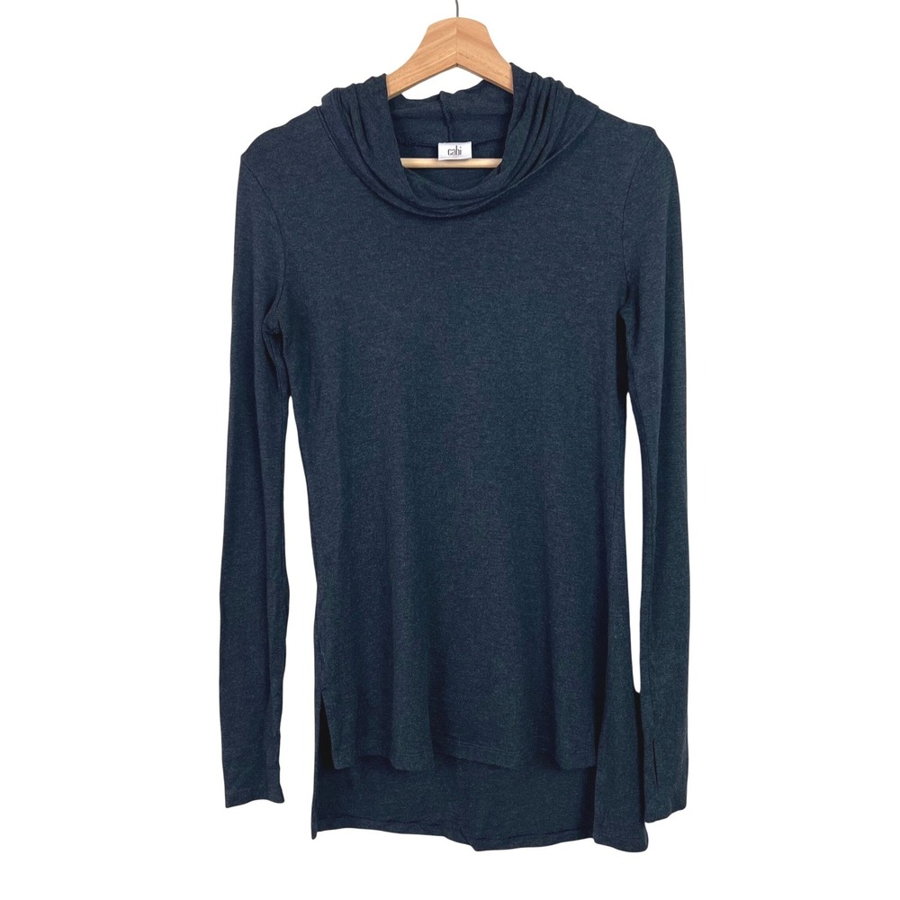 CAbi Womens XS Midnight Blue Turtle Tee Cowl Neck‎ Tunic Long Sleeve Top